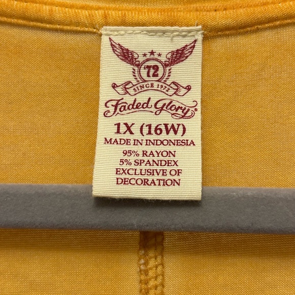 Faded Glory Mustard Lace Detail Women's Tee - Picture 3 of 3